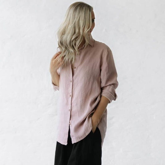 Seaside Tones Long Sleeve Shirt - Dusty Pink