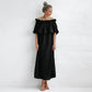 Seaside Tones Off Shoulder Dress - Black