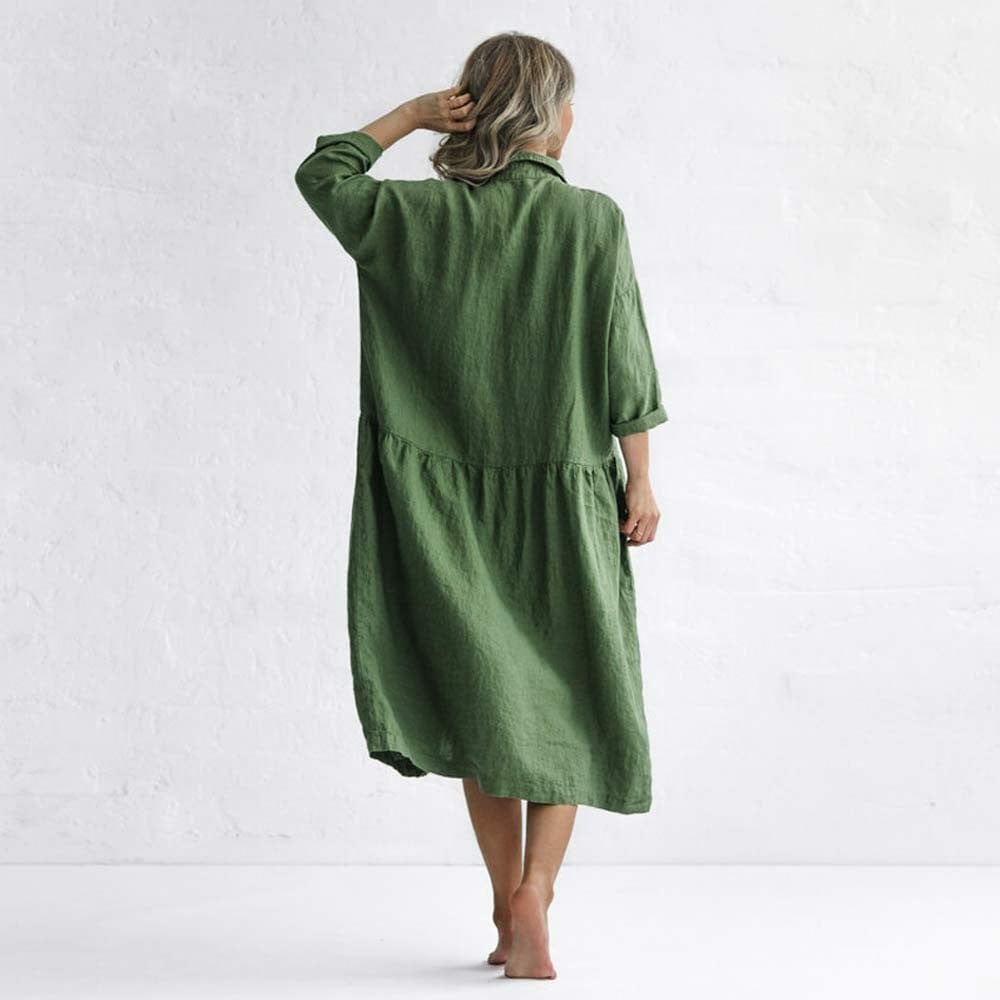 Seaside Tones Oversized Dress - Olive