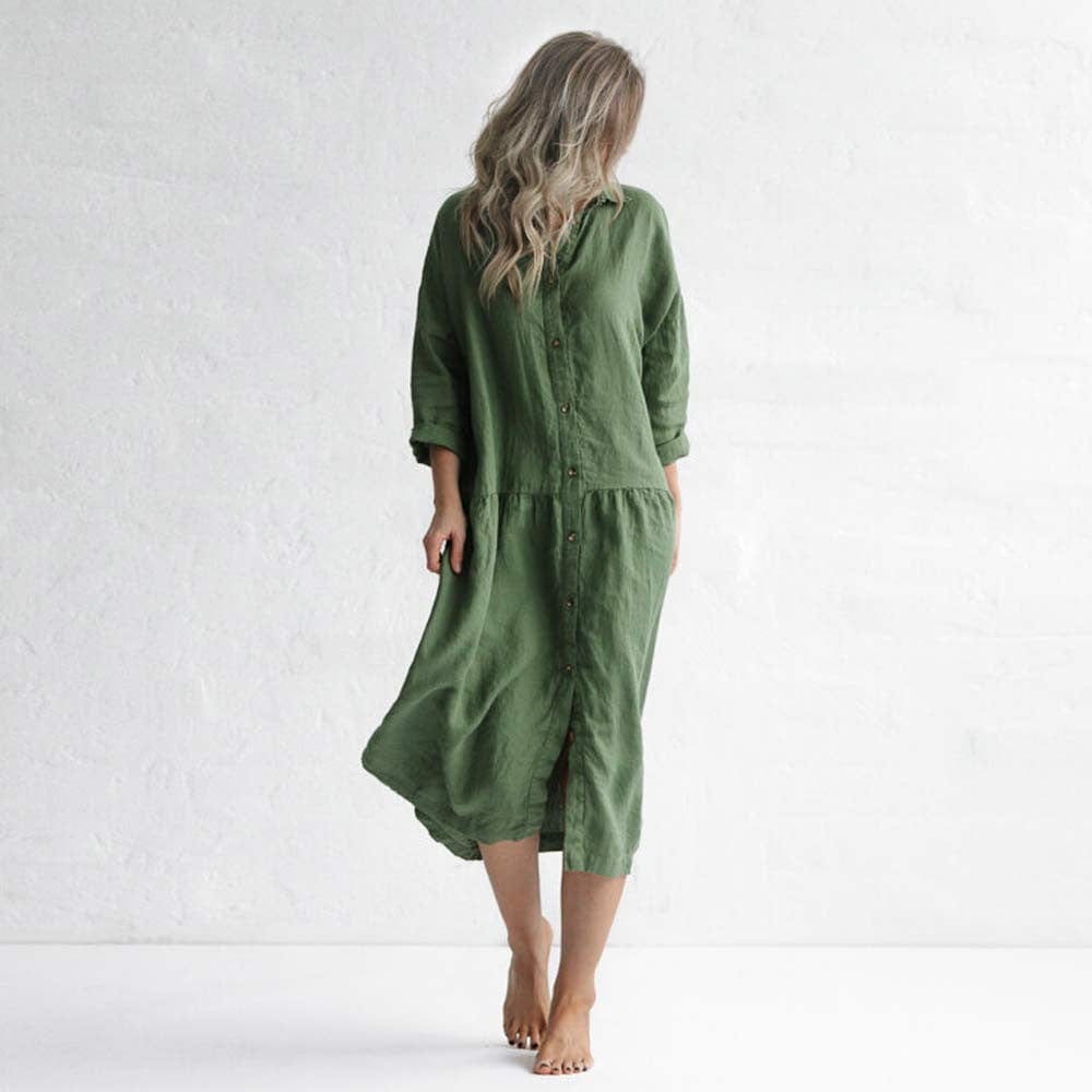 Seaside Tones Oversized Dress - Olive