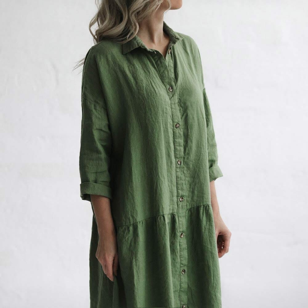Seaside Tones Oversized Dress - Olive