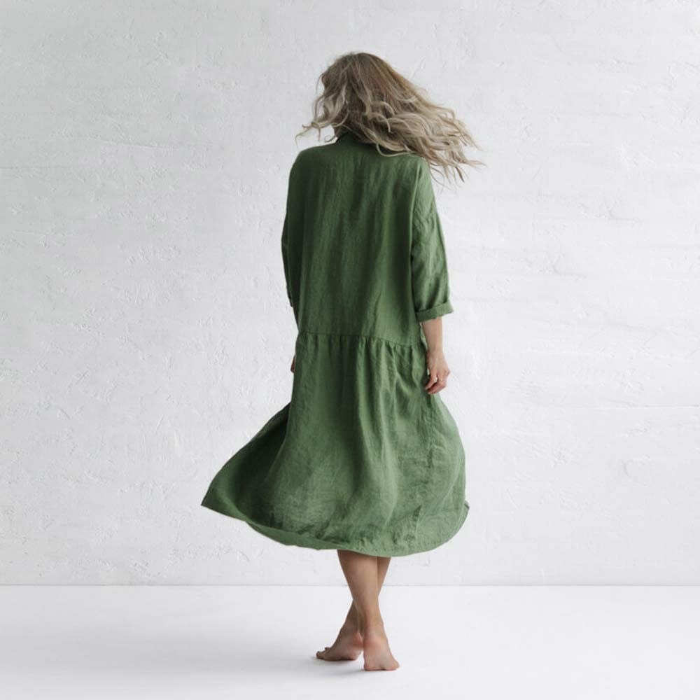Seaside Tones Oversized Dress - Olive