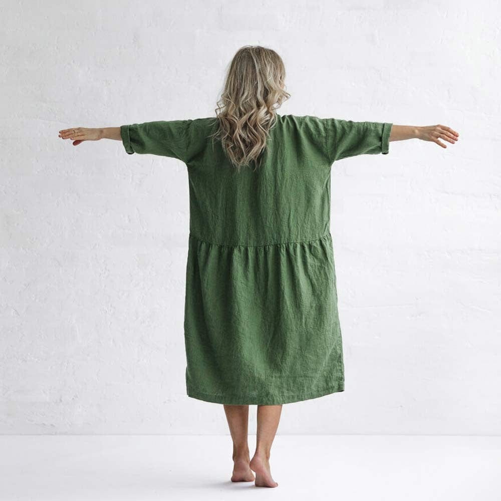 Seaside Tones Oversized Dress - Olive