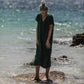 Seaside Tones V Neck Dress Green