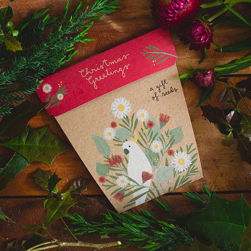 Sow 'n Sow Gift of Seeds Christmas Card - Christmas Greetings Cockatoo