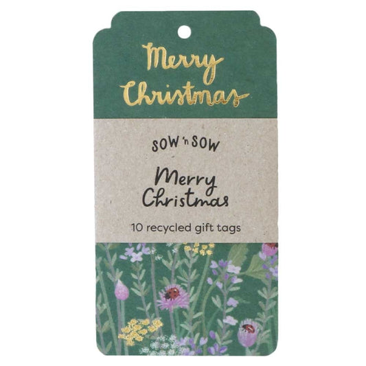 Sow 'n Sow Recycled Christmas Herb Gift Tag 10pk - Merry Christmas