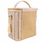 SoYoung Large Raw Linen Lunch Poche Insulated Cooler Bag - Slate Pinstripe
