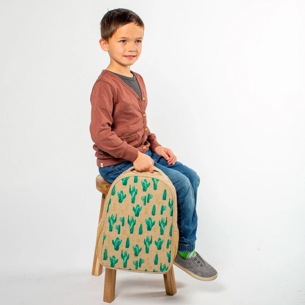 SoYoung Raw Linen Toddler Backpack - Cacti Desert