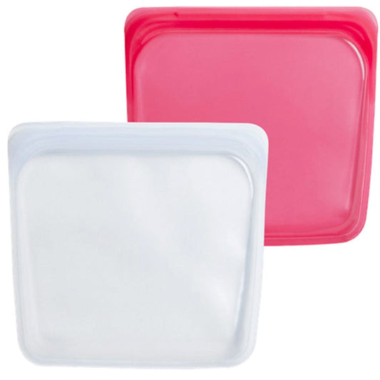 Stasher Sandwich Bag 2pc Set Clear & Raspberry