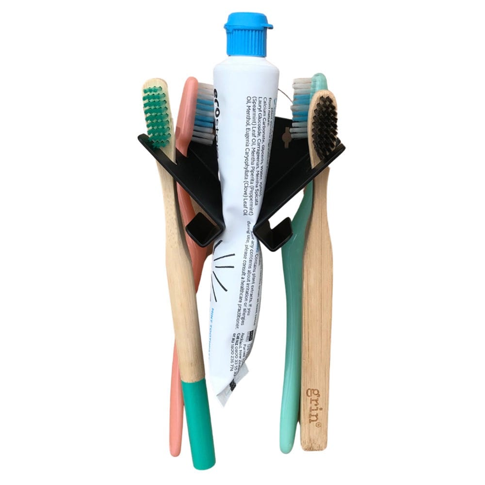 The Brush Dock Toothbrush & Toothpaste Holder for 4 - Black