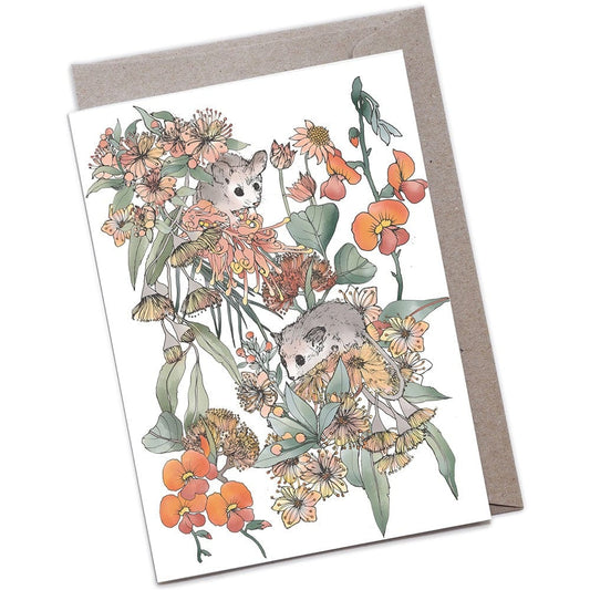 The Scenic Route Large A5 Greeting Card - Pygmy Possums