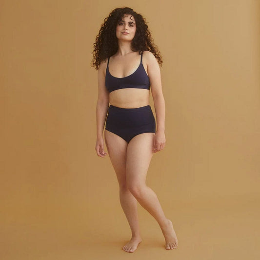 underWARES By Olli Ella Organic Cotton High Waist Full Brief - Navy Ink